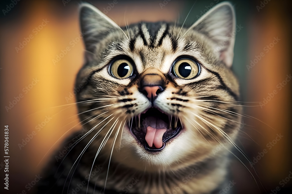 Portrait funny cat with a tongue photography made with Generative AI