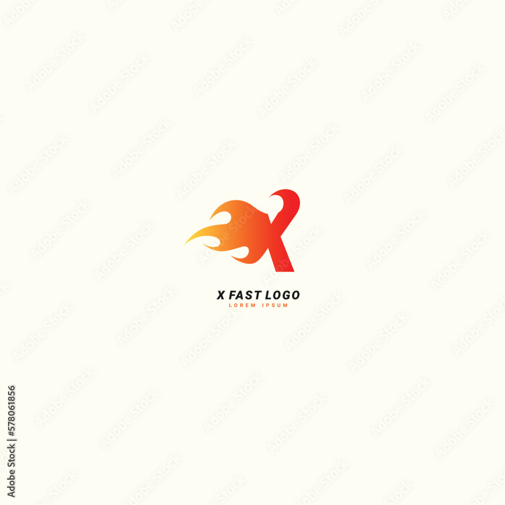 Obraz premium Initial letter X Fast speed, fire logo design template