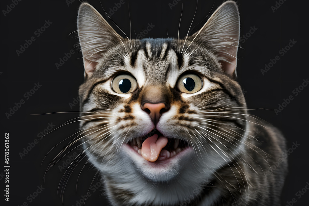 Portrait funny cat with a tongue photography made with Generative AI Portrait funny cat with a tongue photography made with Generative AI