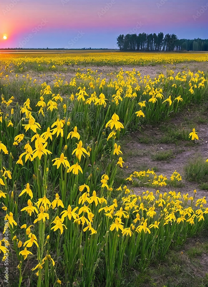 Obraz premium beautiful yellow flowers in the field