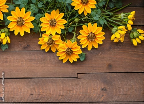 Fototapeta Naklejka Na Ścianę i Meble -  beautiful flowers on wooden background