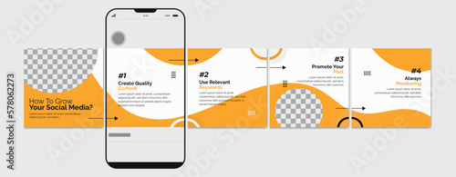Carousel Template Social Media Post Design, Set Of Instagram Carousel Post, Editable Instagram Carousel Template, EPS 10