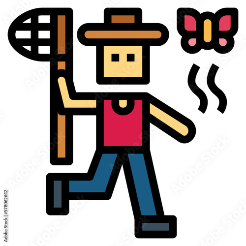 catching filled outline icon style
