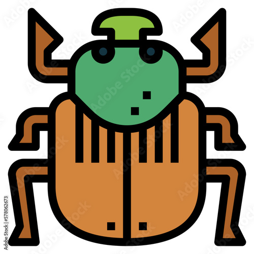 scarab beetle filled outline icon style
