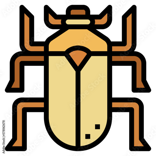 scarab beetle filled outline icon style