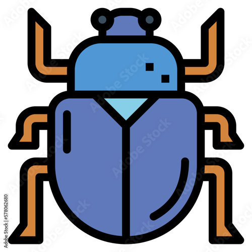 scarab beetle filled outline icon style