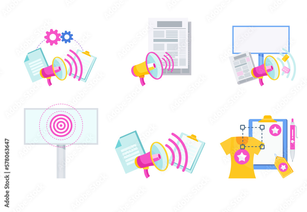 Advertising and promotion icons set. Promotion strategy. Digital Marketing. Advertising and promotion icons set. Promotion strategy. Digital Marketing.