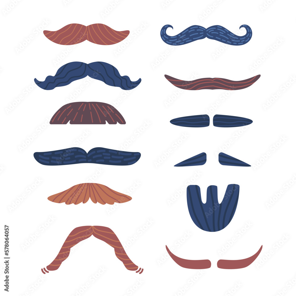 Set Of Mustache And Beard Styles Ranging From Classic To Modern For Promoting Men Grooming Products, Facial Hair Trends Set Of Mustache And Beard Styles Ranging From Classic To Modern For Promoting Men Grooming Products, Facial Hair Trends