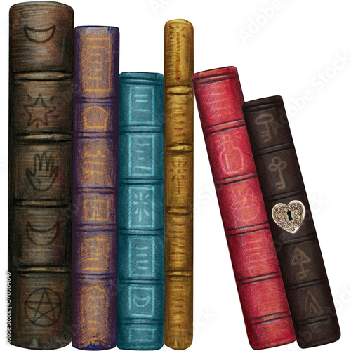 Wallpaper Mural Watercolor vintage old spell books Torontodigital.ca
