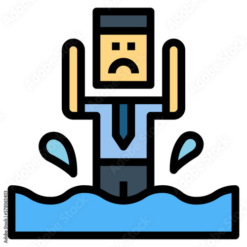 flood filled outline icon style