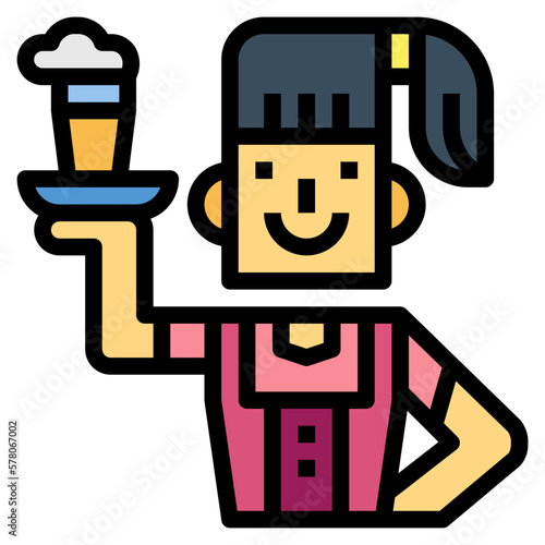 waitress filled outline icon style