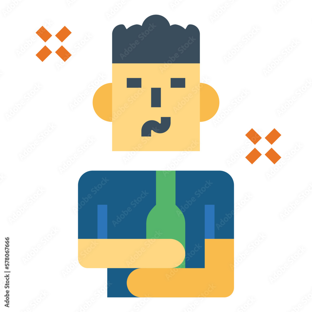 drunk flat icon style drunk flat icon style