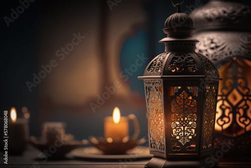 Ramadan Lantern Background. AI-Generated.
