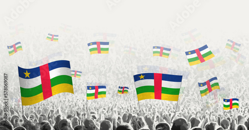 Abstract crowd with flag of Central African Republic. Peoples protest, revolution, strike and demonstration with flag of Central African Republic.