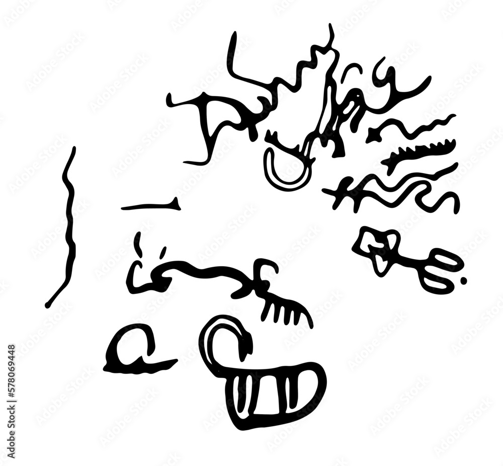 Rock petroglyphs depicting snake attacks on livestock or pasture and people. Vector illustration of prehistoric rock petroglyphs discovered on the territory of Armenia Rock petroglyphs depicting snake attacks on livestock or pasture and people. Vector illustration of prehistoric rock petroglyphs discovered on the territory of Armenia