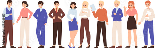 Young adult business characters. Secretary managers in suit, corporate office adults. Start up entrepreneur, person at work snugly vector characters