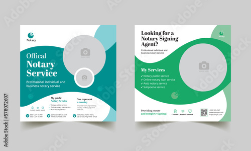 notary service social media post square web banner marketing layout template. 