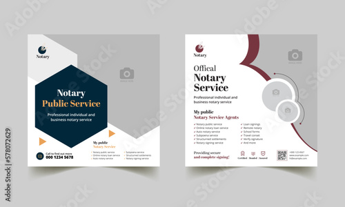 notary service social media post square web banner marketing layout template. 