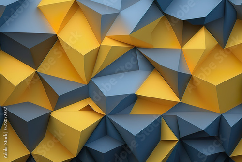 Polygon pattern blue yellow background pattern  generative AI 