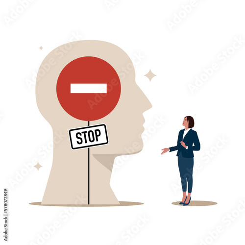 Positive thinking. Limited ability or self growth mindset. Flat vector illustration.  photo