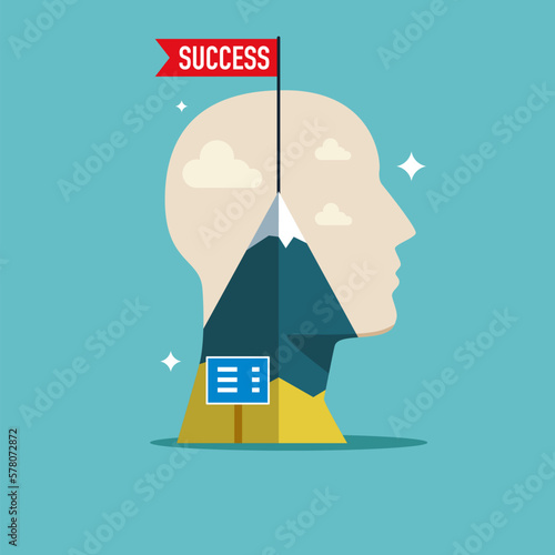 Way to success, progress in learning. Modern vector illustration in flat style. 