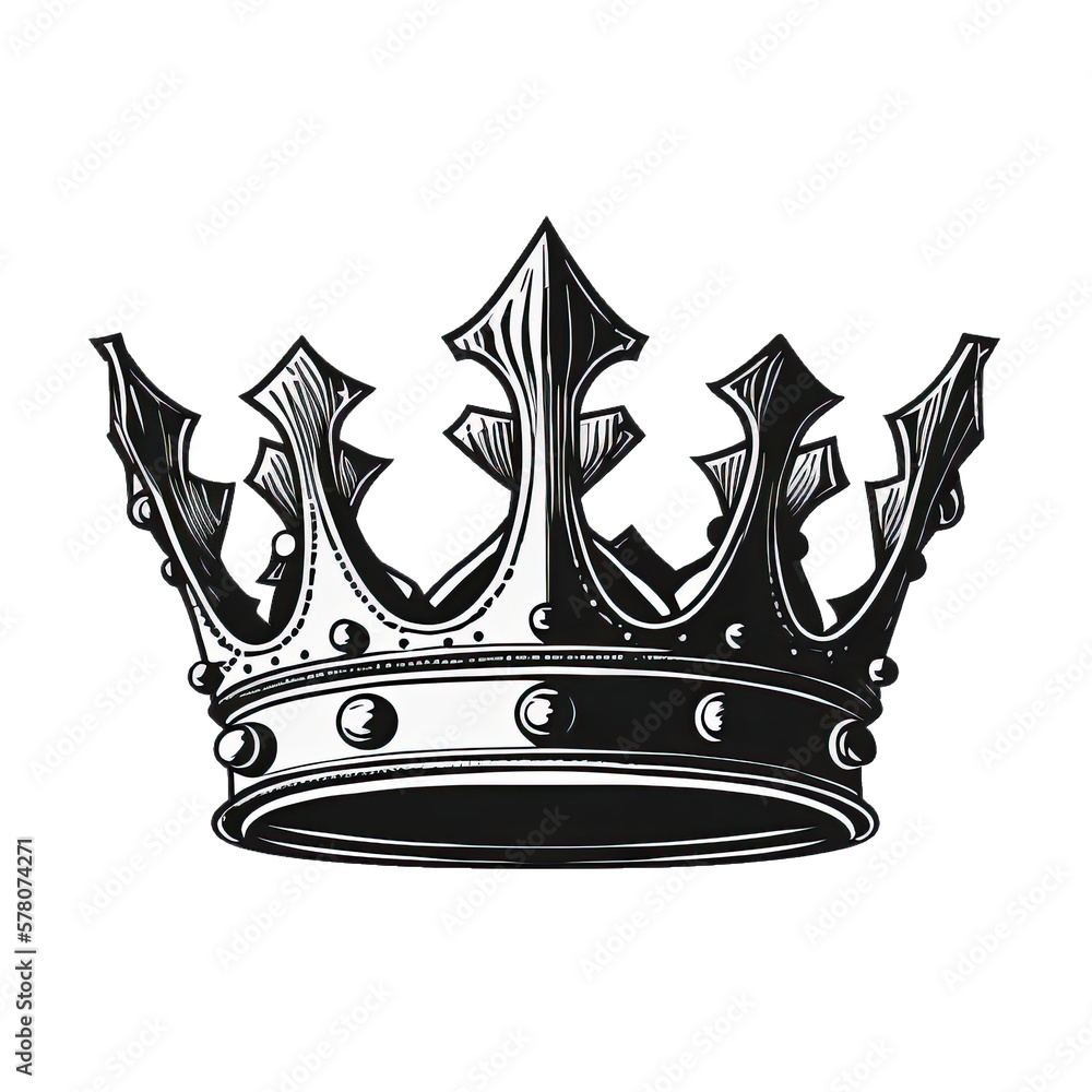 King crown vector Illustration hand drawn on white. Crown isolated ...