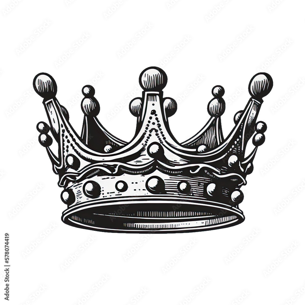 King crown vector Illustration hand drawn on white. Crown isolated ...