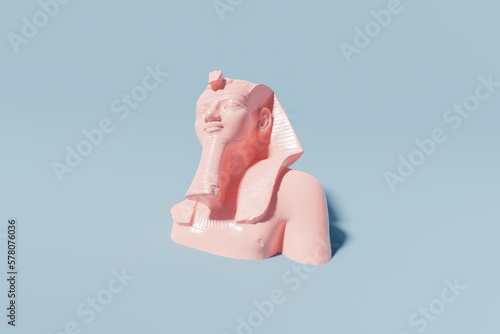 Amenhotep III , 3d rendering of a public domain ancient egypt statue in pastel colors. Egyptian culture and mythology, abstract art poster of an ancient scultpure photo
