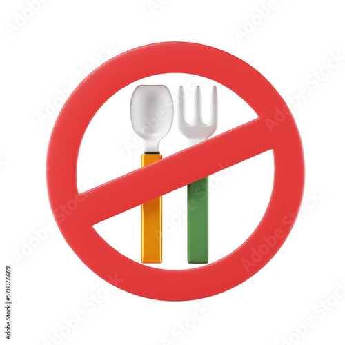 No Food Instructions 3d illustration
