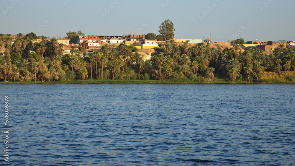 Village Nagaa Ad Disah at Nile in Egypt, Africa
