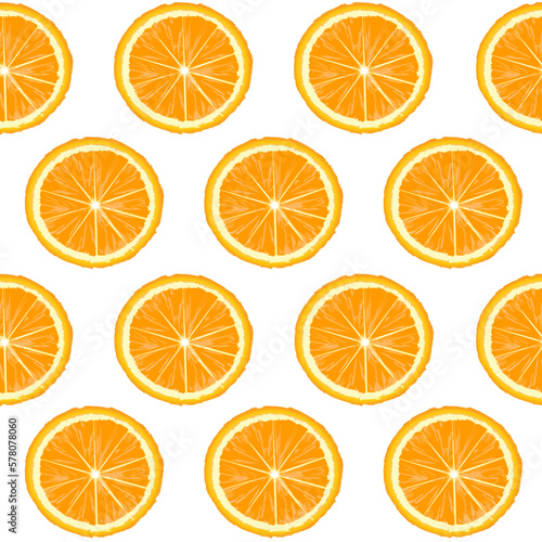 Rows with orange slices on white background, seamless pattern