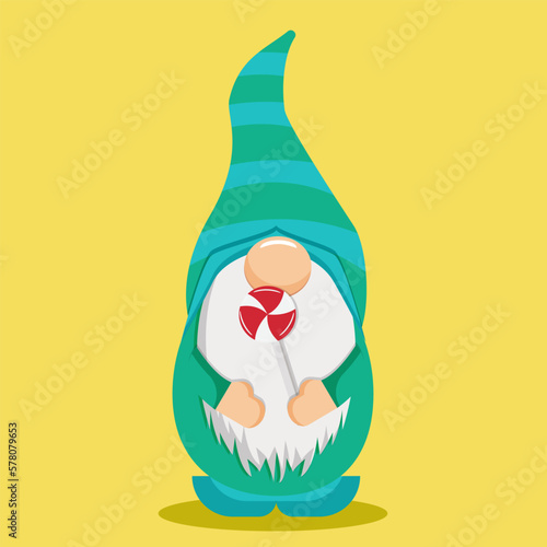 Little cute gnome with candy