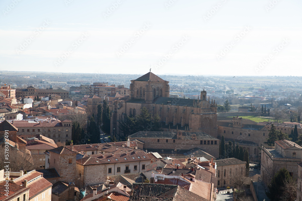 Panoramic view of Salamanca old tow and San Esteban church, Spain