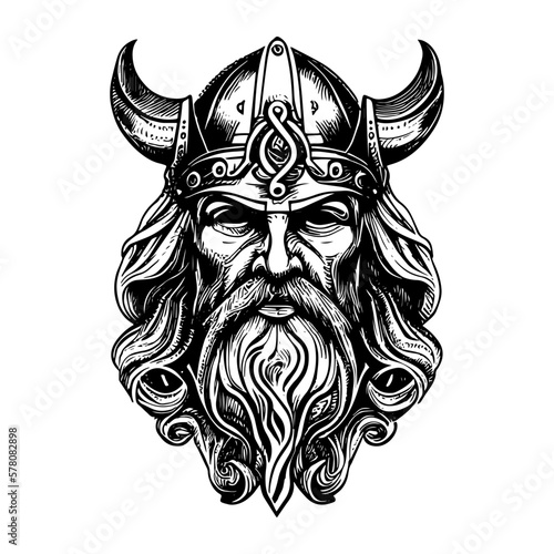 Viking Head Tattoo Logo for Strength and Resilience Warrior Spirit