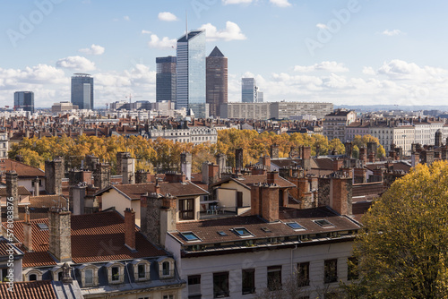 vue sur la ville de Lyon dans le département du Rhône en France