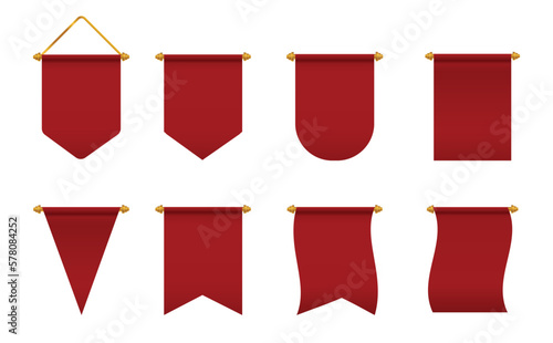 Set of Hanging Flags, Typically Hung From A Pole or Rope, Used for Decoration or Identification Purposes, Advertise Events or Promote Businesses.