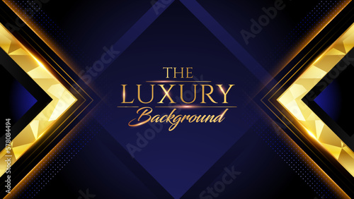 abstract premium black and gold geometric background. Square Diamond shape Golden Frame on Royal Blue Background. Award Background. Luxury Background. Modern Template Social media Post. 