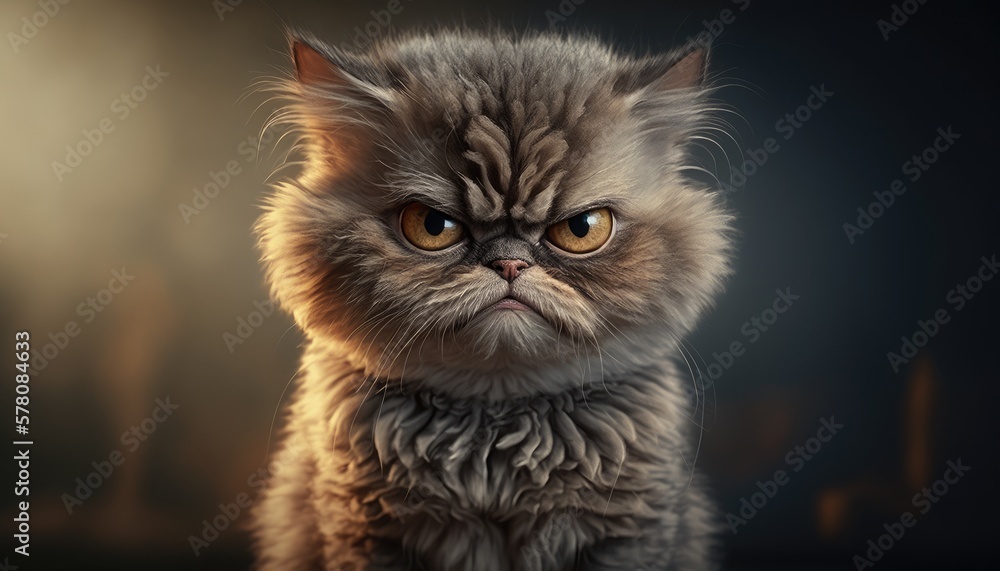 Fototapeta premium Angry looking cat. Created with Generative AI.