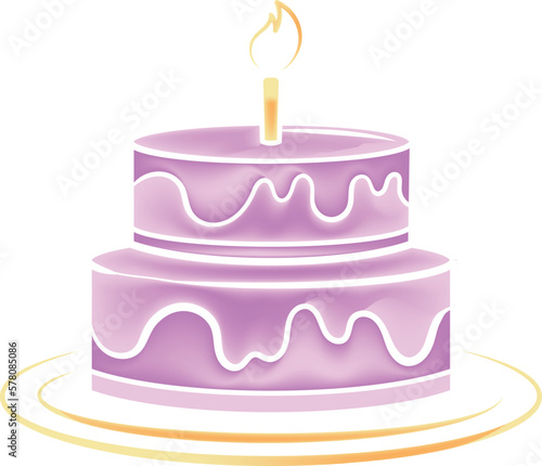 Pink birthday cake with a candle.