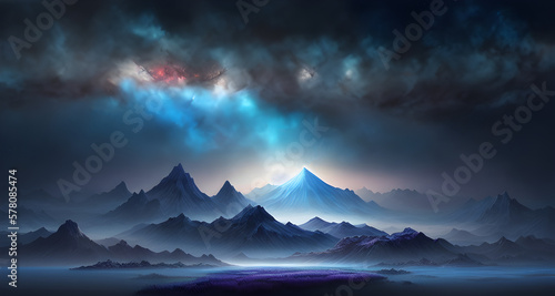 AI Digital Illustration Mystical Landscape With Cosmic Skies © Oblivion VC