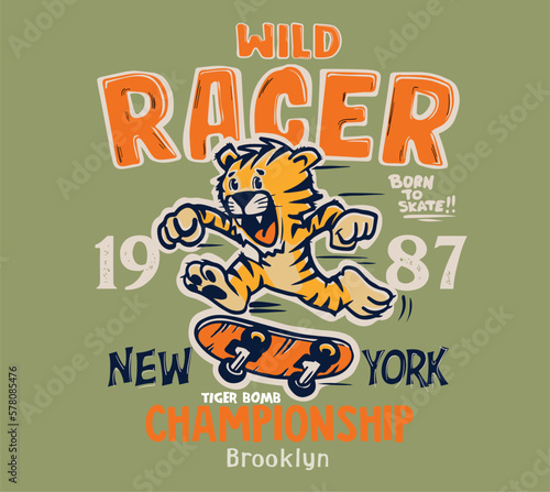 skateboarder tiger vector design