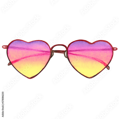watercolor heart shaped sunglasses