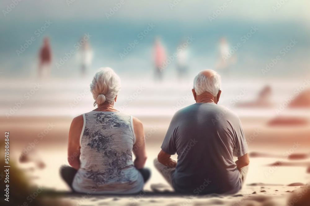Fototapeta premium Chasing Sunsets Together: Love and Adventure in Old Age