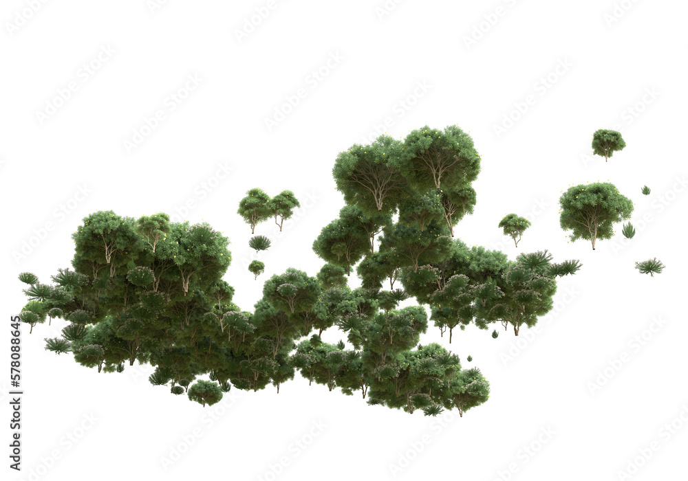 Obraz premium Field of grass with flowers isolated on transparent background. 3d rendering - illustration