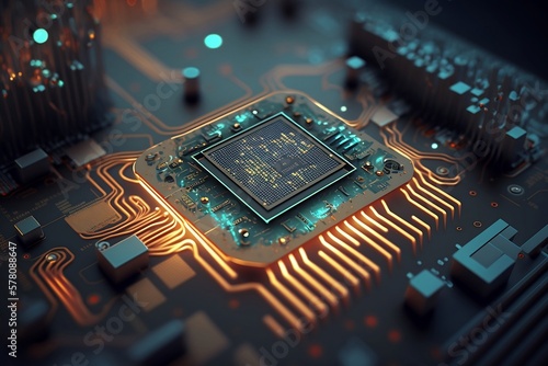 Close of of a CPU computing with Generative AI technology