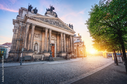 Bruhls Terrace and Dresden Academy of Fine Arts at sunset - Dresden, Saxony, Germany photo