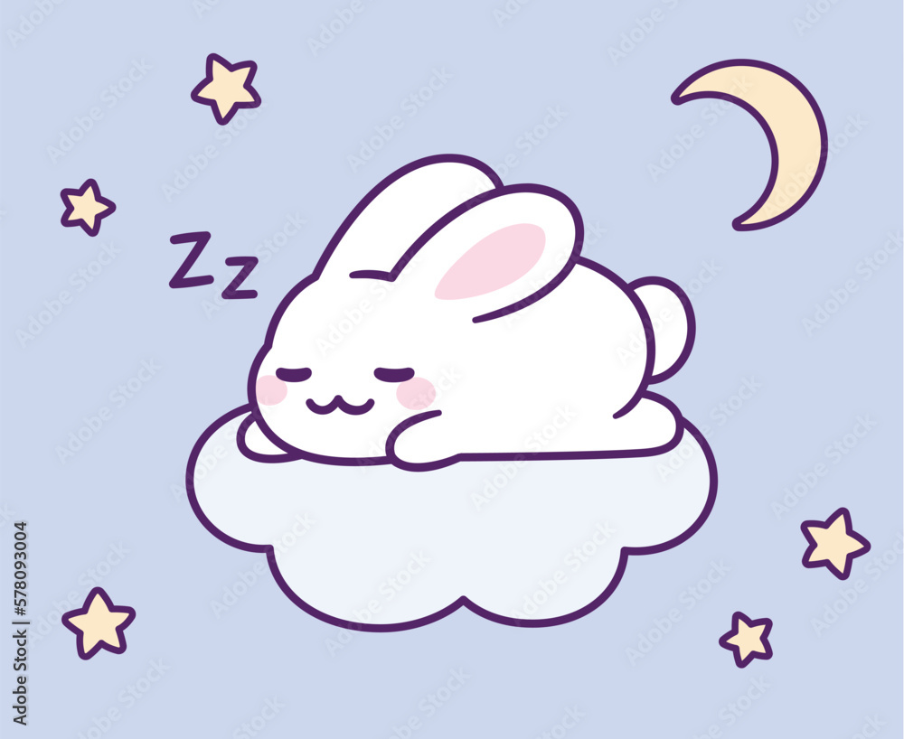 Cute cartoon sleeping bunny Good night Stock Vector