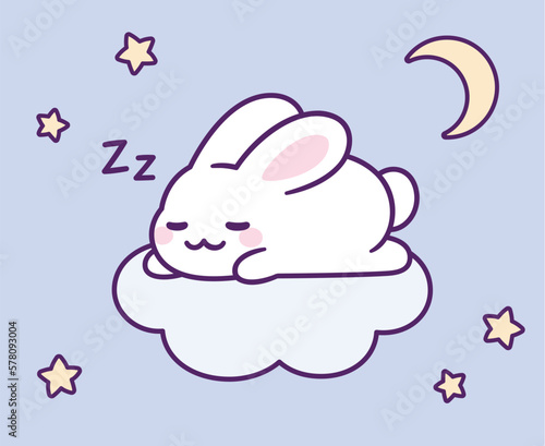 Cute cartoon sleeping bunny Good night