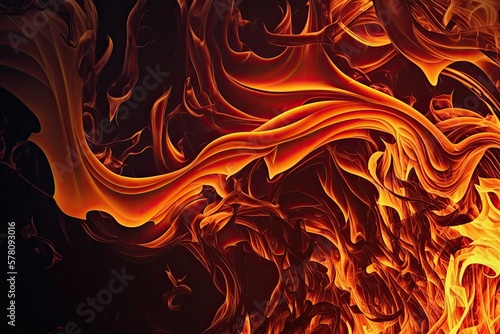 3D render of hot fire with blazing flames. Generative AI