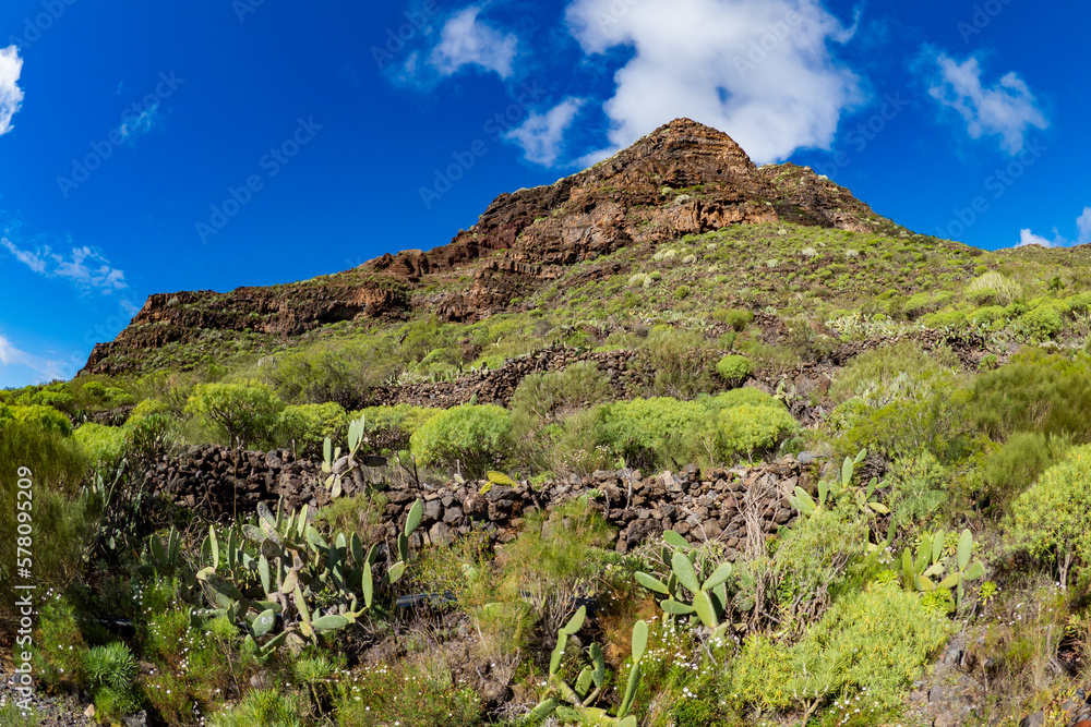 Beautiful landscape of the cliffs and mountains of Los Gigantes in the canary Islands during springtime Beautiful landscape of the cliffs and mountains of Los Gigantes in the canary Islands during springtime